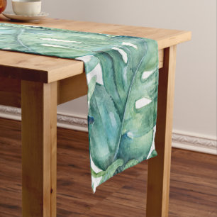Tropical Monstera Leaf Table Runner
