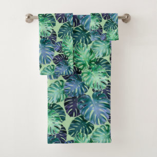 Tropical Monstera Leaves Bath Towel Set