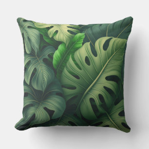 Tropical Monstera Leaves Cushion