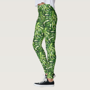 Tropical Monstera Leaves - Exotic Green Leggings