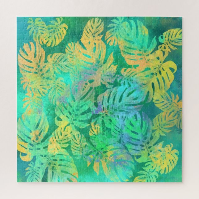 Tropical Monstera Leaves - Exotic Jigsaw Puzzle (Vertical)