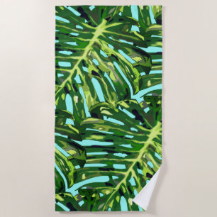 Tropical Monstera Leaves - Exotic Vacation Beach Towel