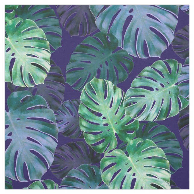 Tropical Monstera Leaves Fabric (Swatch)
