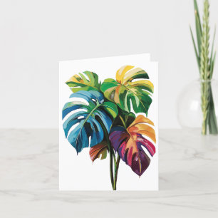 Tropical Monstera Leaves Foliage Greetings Card