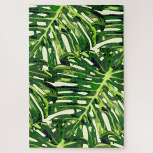 Tropical Monstera Leaves - Greenery - Exotic Jigsaw Puzzle