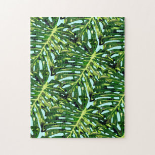 Tropical Monstera Leaves - Greenery Jigsaw Puzzle