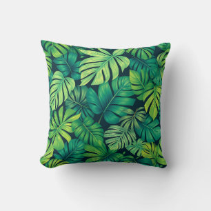 Tropical Monstera Leaves Jungle Pattern Cushion
