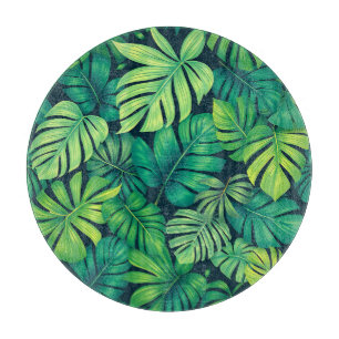 Tropical Monstera Leaves Jungle Pattern Cutting Board