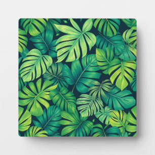 Tropical Monstera Leaves Jungle Pattern Plaque