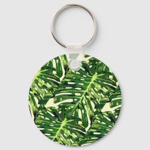 Tropical Monstera Leaves Key Ring