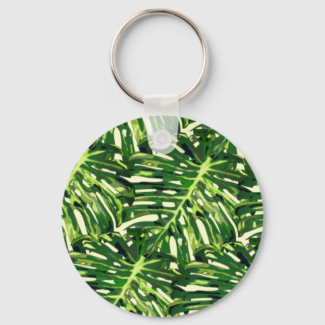 Tropical Monstera Leaves Key Ring (Front)