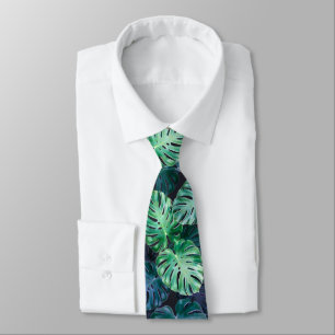 Tropical Monstera Leaves Neck Tie