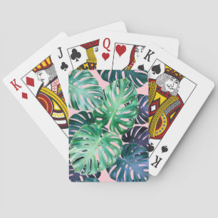 Tropical Monstera Leaves Playing Cards