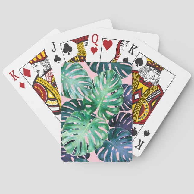 Tropical Monstera Leaves Playing Cards (Back)