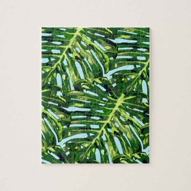 Tropical Monstera Leaves Puzzle (Vertical)