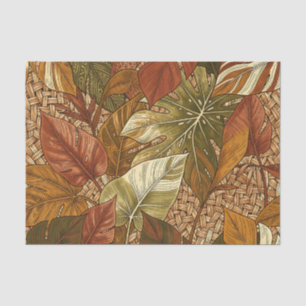 Tropical Monstera Leaves Rust Green Botanical Tissue Paper