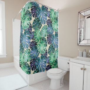 Tropical Monstera Leaves  Shower Curtain