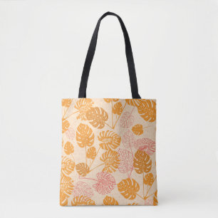 Tropical monstera leaves. silhouette drawing Seaml Tote Bag