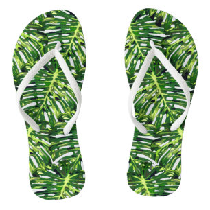 Tropical Monstera Leaves Thongs