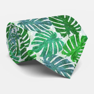 Tropical monstera leaves tie