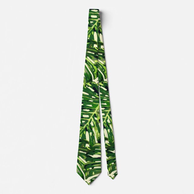 Tropical Monstera Leaves Tie (Front)