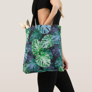 Tropical Monstera Leaves Tote Bag