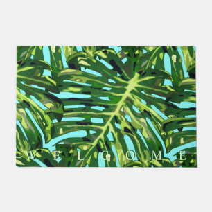 Tropical Monstera Leaves - Welcome Exotic Doormat