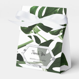 Tropical Monstera Marble Wedding Favour Box