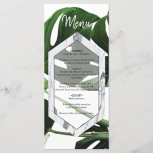 Tropical Monstera Marble Wedding Menu