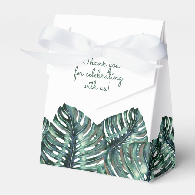 Tropical Monstera Palm Beach Wedding Retro  Favour Box (Front Side)