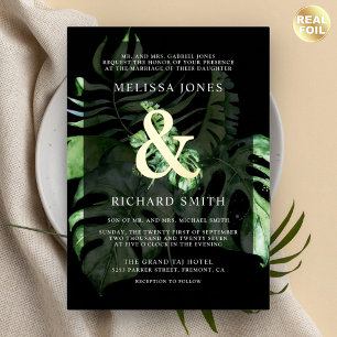Tropical Monstera Palm Black Wedding Gold