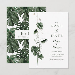 Tropical Monstera Palm Botanicals Save The Date