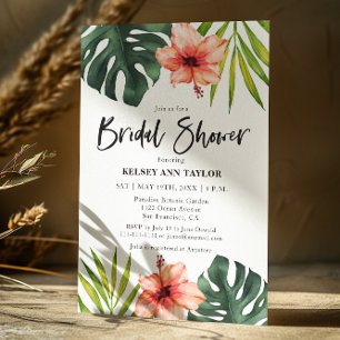 Tropical Monstera Palm Bridal Shower  Invitation