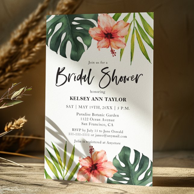 Tropical Monstera Palm Bridal Shower  Invitation (Creator Uploaded)
