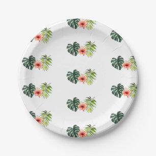 Tropical Monstera Palm Bridal Shower Paper Plate