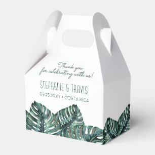 Tropical Monstera Palm Retro Mod Beach Wedding Fav Favour Box