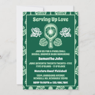 Tropical Monstera Pickleball Bridal Shower Invitation