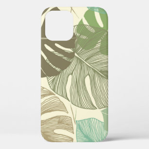 Tropical Monstera Retro Hand-Drawn Pattern iPhone 12 Case