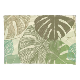 Tropical Monstera Retro Hand-Drawn Pattern Pillowcase