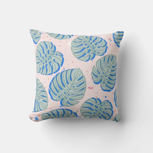 Tropical Monstera: Terrazzo Vintage Pattern Cushion (Front)