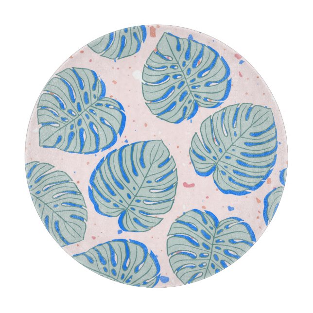 Tropical Monstera: Terrazzo Vintage Pattern Cutting Board (Front)