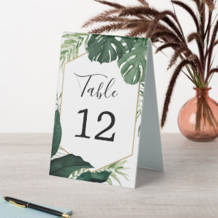 Tropical Monstera Wedding Table Numbers Table