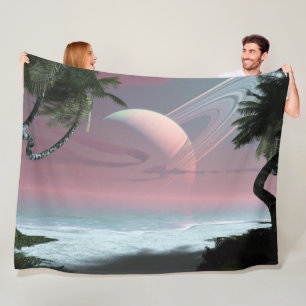Tropical Moon of Amatheia Fleece Blanket