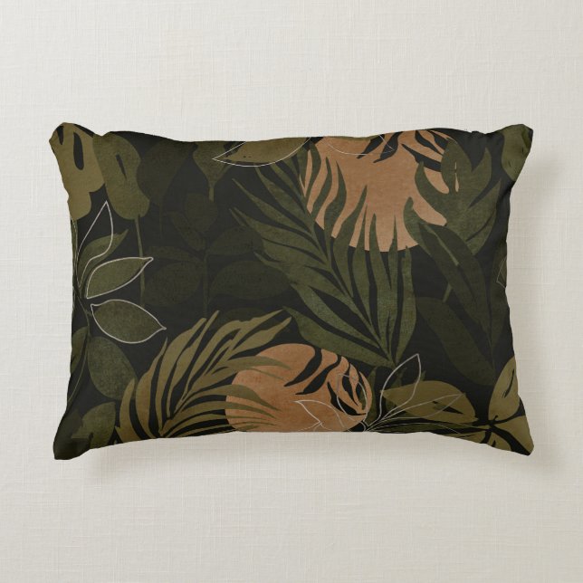 Tropical Moon Palm: Night Seamless Pattern Decorative Cushion (Front)