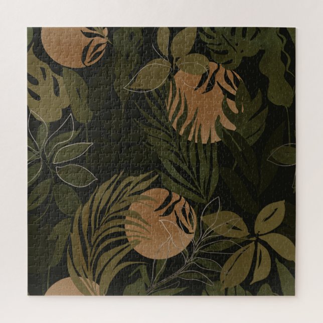 Tropical Moon Palm: Night Seamless Pattern Jigsaw Puzzle (Vertical)