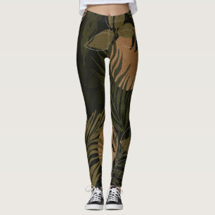 Tropical Moon Palm: Night Seamless Pattern Leggings