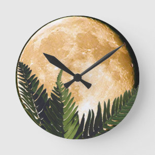 Tropical Moon Round Clock