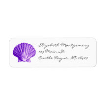 Tropical Moonlight Purple Sea Shell Labels