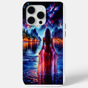 Tropical moonlit fantasy woman in paradise iPhone 15 pro max case