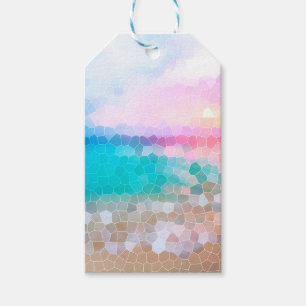 Tropical Morning Sunrise Stain Glass Beach Gift Tags